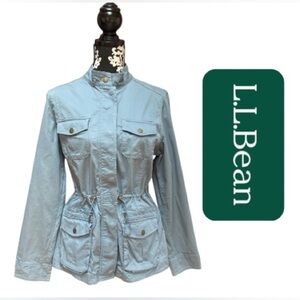 LL Bean Women’s Military Style Jacket Green Multi-Pocket Drawstring Waist Size M